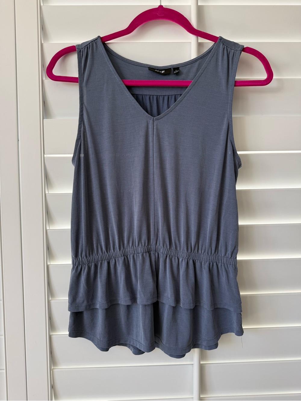 Apt. 9 Slate Blue Sleeveless V-Neck Ruffle Hem Tank